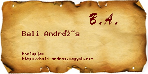 Bali András névjegykártya